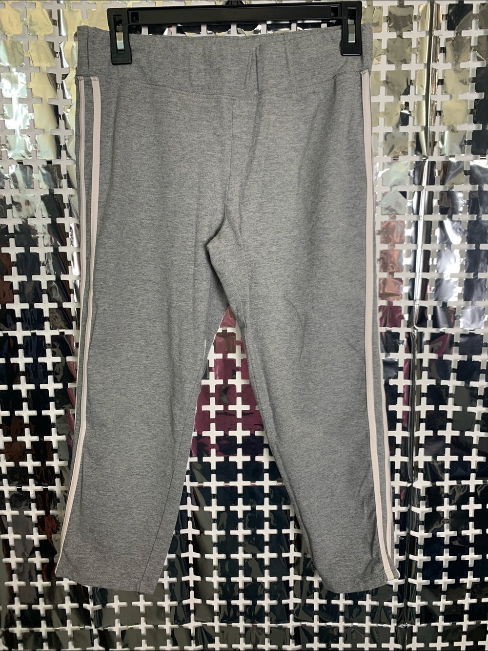 Victoria's Secret Gray Capri Pants with Pale Pink Side Stripes